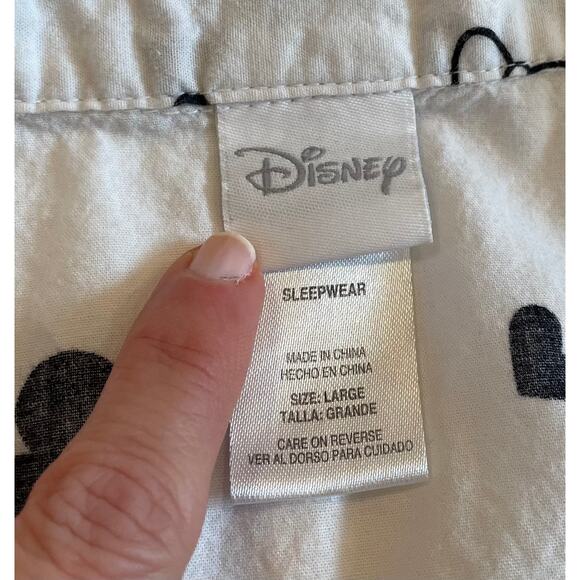 Disney Lightweight Flannel Black White Mickey Minnie 3/4 Sleeve Sleep Shirt L - Picture 6 of 11